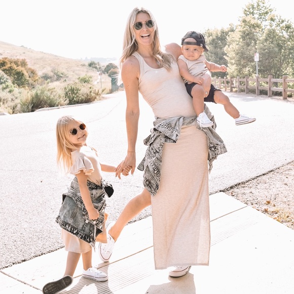 Beige Ribbed Sleeveless Maxi Dress 